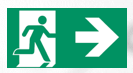Das Bild zeigt ein Rettungswegschild an.